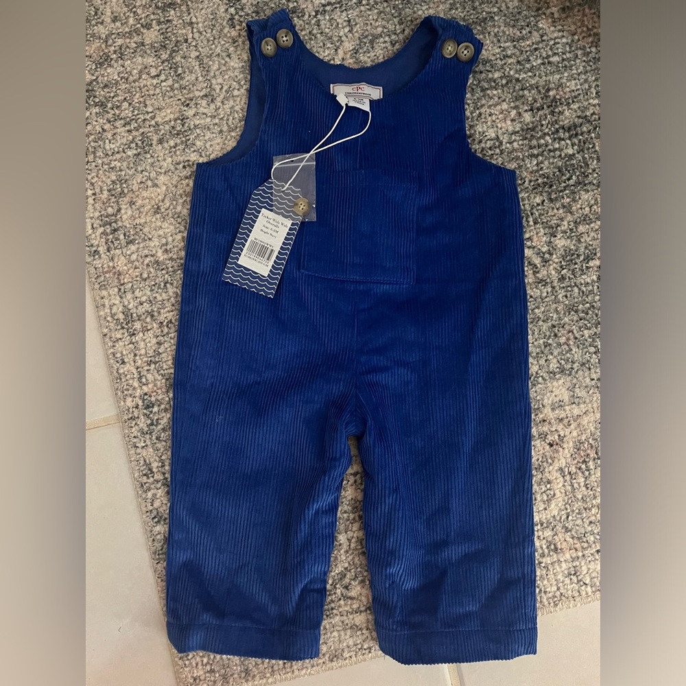 NWT Classic Prep Tucker Wide Wale Overall Romper, Blue